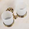 Cup & Tumbler Holders Glass Cup Brass Antique Toothbrush Cup Holder Set Luxury Bathroom Accessories Wall Tumbler Holders 10703F