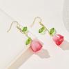 Новые серьги-листья тюльпанов Sweet Vitality Small Fresh Light Luxury Temperament Niche Premium Design Ear Hook