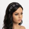 Solid Color Hollow Metal Headband Grommet Yoga Elastic Hair Band  Women