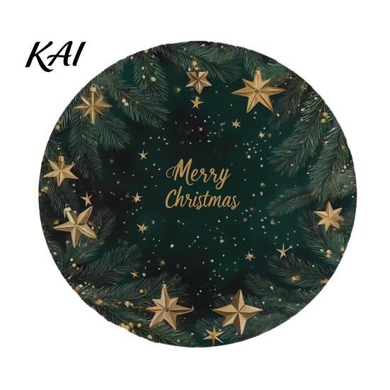 Christmas Party Table Setting Round Placemat, 14 Inch Festive Pattern Anti Slip Tabletop Protector, Holiday Kitchen Mat Heat Insulation Place
