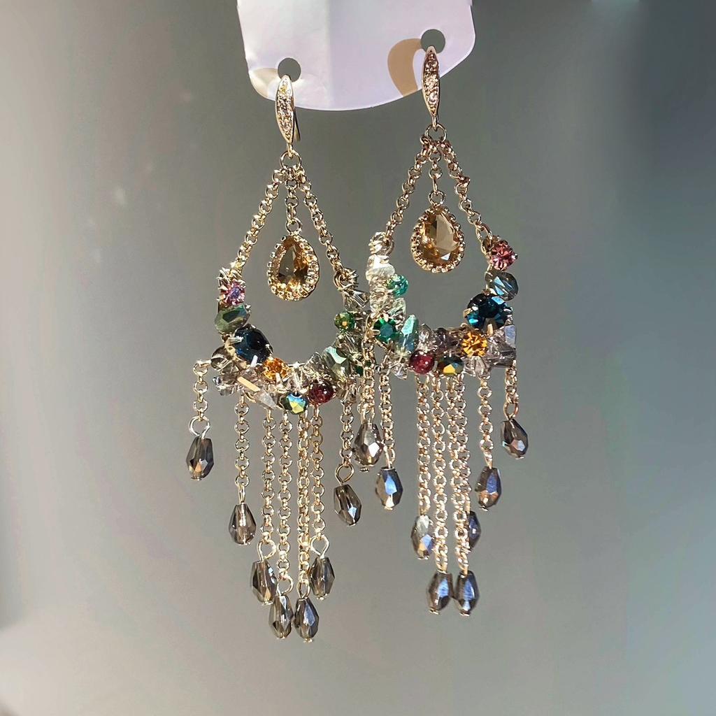 Этнический стиль Богемные серьги с бахромой модные преувеличенные серьги высокого класса с легкой роскошью женские ретро серьги в новом китайском стиле