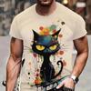 Summer Men's T Shirt Short Sleeve Animal Print Casual O-Neck Oversized Pullover Fashion Streetwear Male Clothing Cat T-Shirts