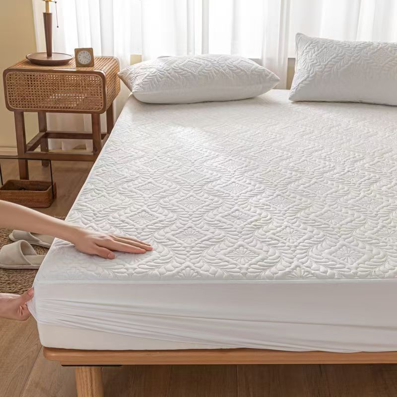 2026 Водонепроницаемый Однотонный Стеганый Тисненый Наматрасник Простыня-чехол для Матраса Толстая Мягкая Подкладка для Кровати (Нет наволочек)
