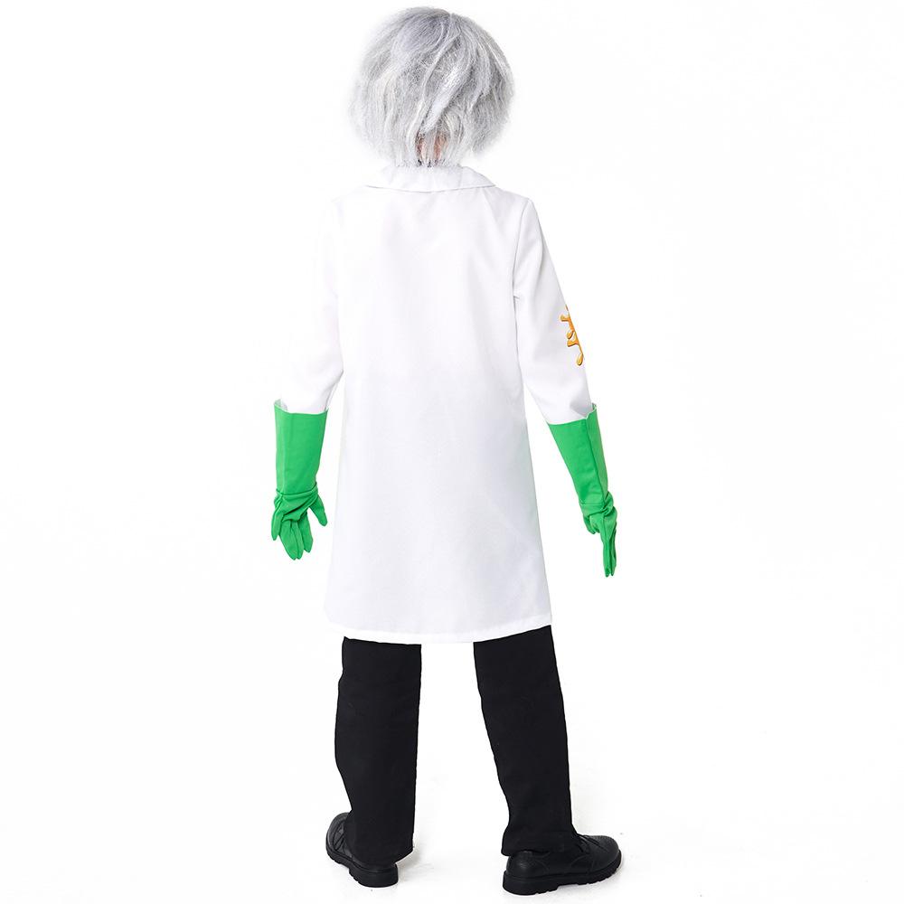 Children Boys Crazy Science Laboratory Scientist Jacket Top Gloves Set Kids Halloween Cosplay Costumes Role Play Outfit