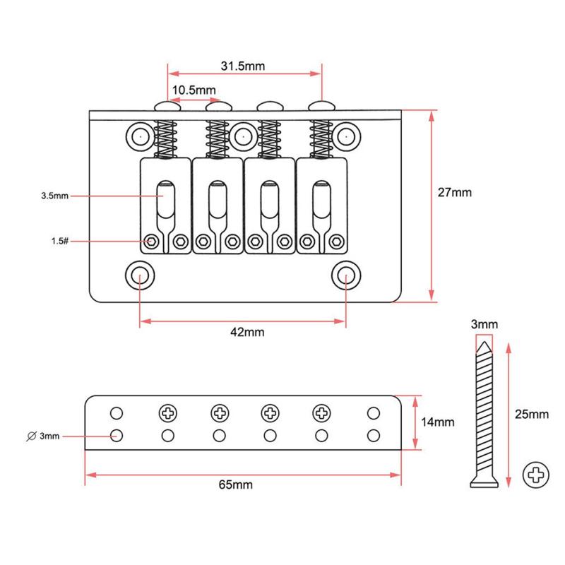4-струнный бридж хардтейл для электрогитары, запчасти для замены, бридж со струнодержателем, совместимый с сигарой