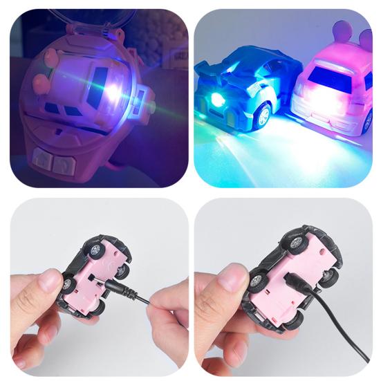 1 Set Mini Car Toy with Protective Cover Cartoon Shape Creative Miniature Anti-interference Drift Toy Rechargeable Watch Remote Control Racing Car Toy