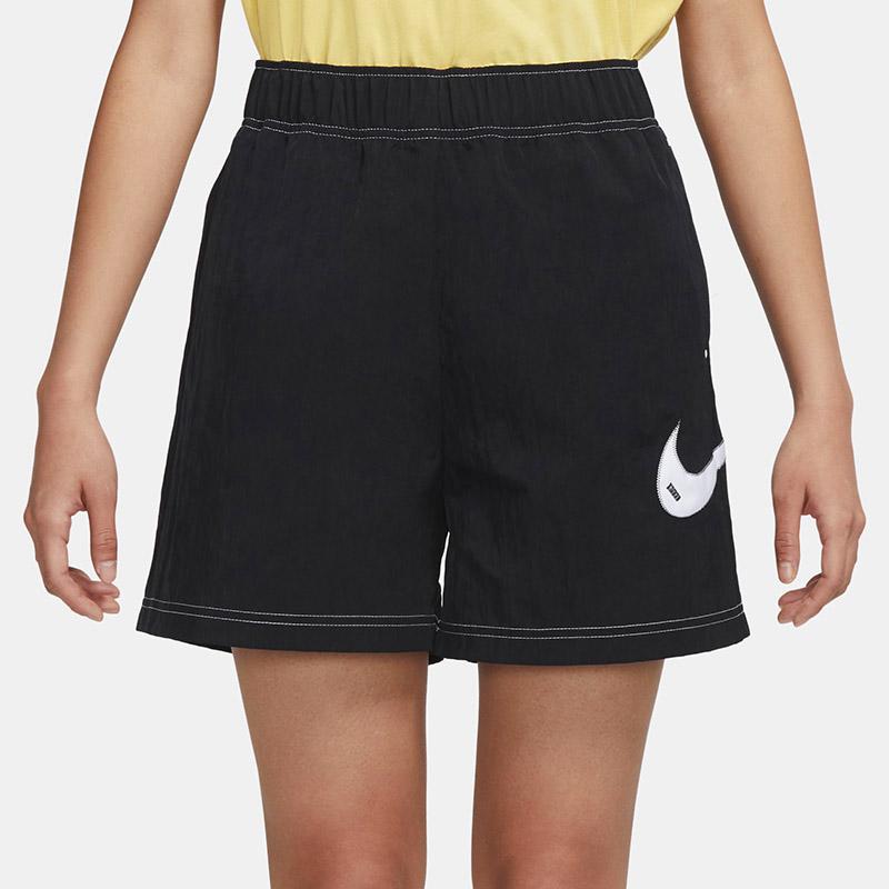 Nike Sport Casual Woven High-Waist Breathable Shorts With Large Logo Women Bottoms Black DM6753-010