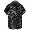 Hawaiian Men's Shirt, 3D Printed Short Sleeved T-shirt, Casual Lapel Button, Men's Top, Summer Oversized Personalized T-shirt