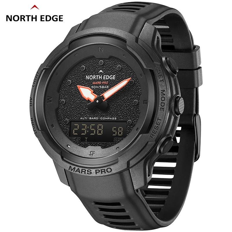 NORTH EDGE Мужские спортивные цифровые часы MARS Pro, военные армейские часы из углеродного волокна, альтиметр, барометр, компас, водонепроницаемые 50 м