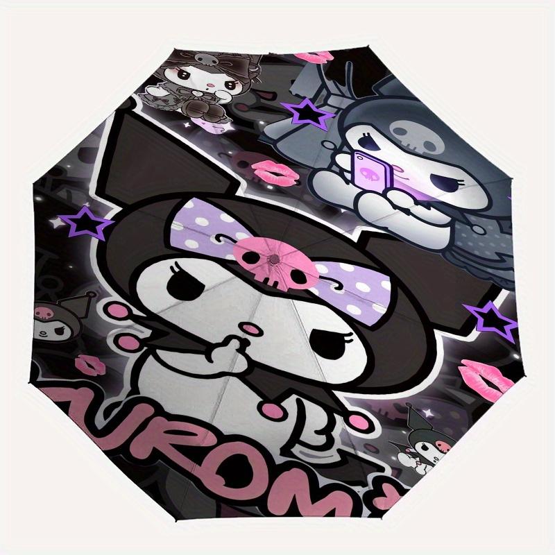 Kuromi,Sanrio Automatic Umbrella-Foldable, Durable 8-Bone Design, Compact and Stylish, Great for Camping, Halloween, Christmas, Mother's Day