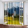3D Cheap Mountains Rivers Forest Landscape Sunshade Curtains 2 Panel Free Shipping Deluxe Living Room Bedroom Home Decor Curtain