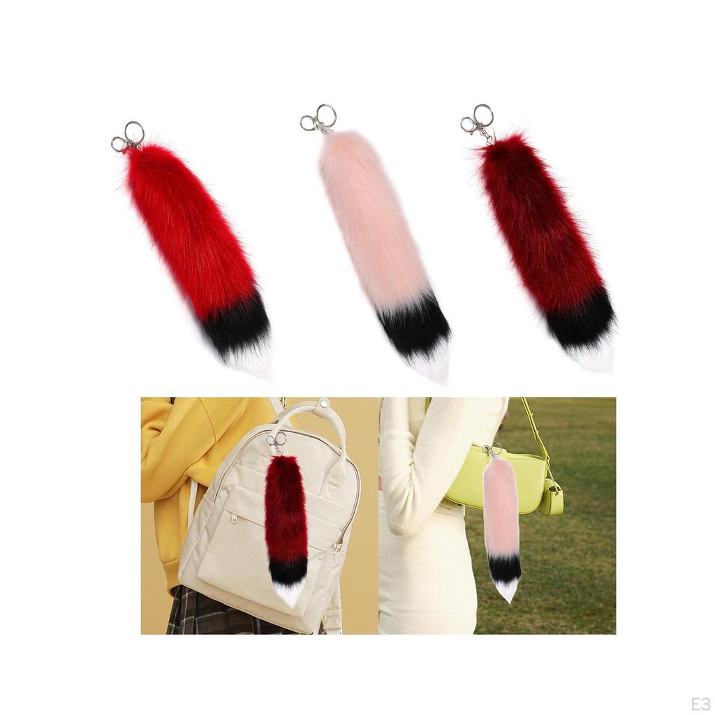 Плюшевый брелок с хвостом, сумка, подвеска, украшение из искусственного меха, брелок для ключей, автомобильная цепочка, металлический брелок для кошелька
