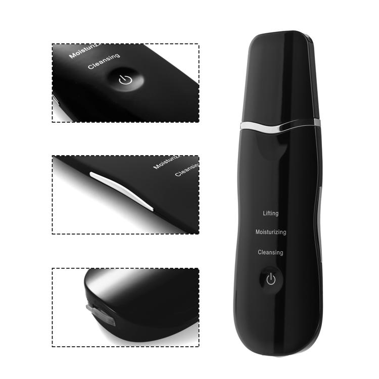 Professional Ultrasonic Face Skin Scrubber Shovel Pores Cleanser Rechargeable Spatula Blackhead Remover Facial Cleaner