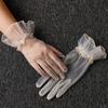 Transparent Women Tulle Gloves Short Wedding Mesh Gloves Elastic Gauze Lace Gloves  Ladies