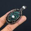 Natural EvilEye Malachite,Moonstone Gemstone Copper Wire Wrap Pendant 2.95" N2U89
