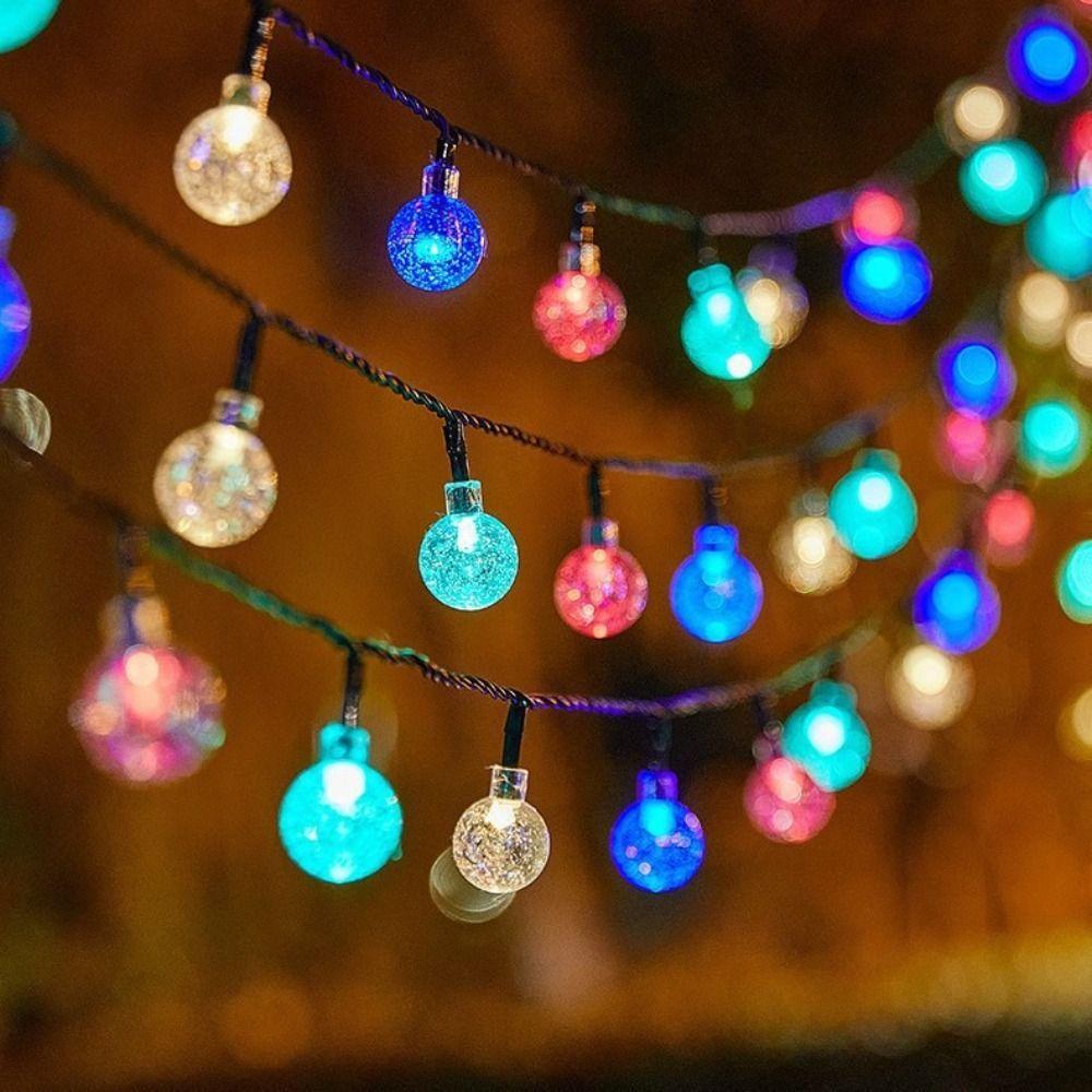 100 LED Solar Bubble Ball String Lights, 12M Long IP65 Waterproof LED Fairy Light, 8 Lighting Modes, Crystal Ball Design