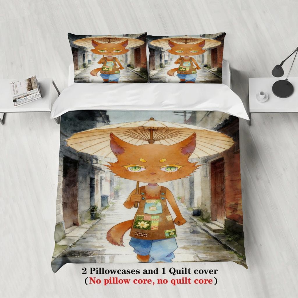 Постельное белье размера Queen-size Softville Cozy Town Милый Папоротник Одеяло Лиса С пододеяльником и наволочкой Для декора детской спальни