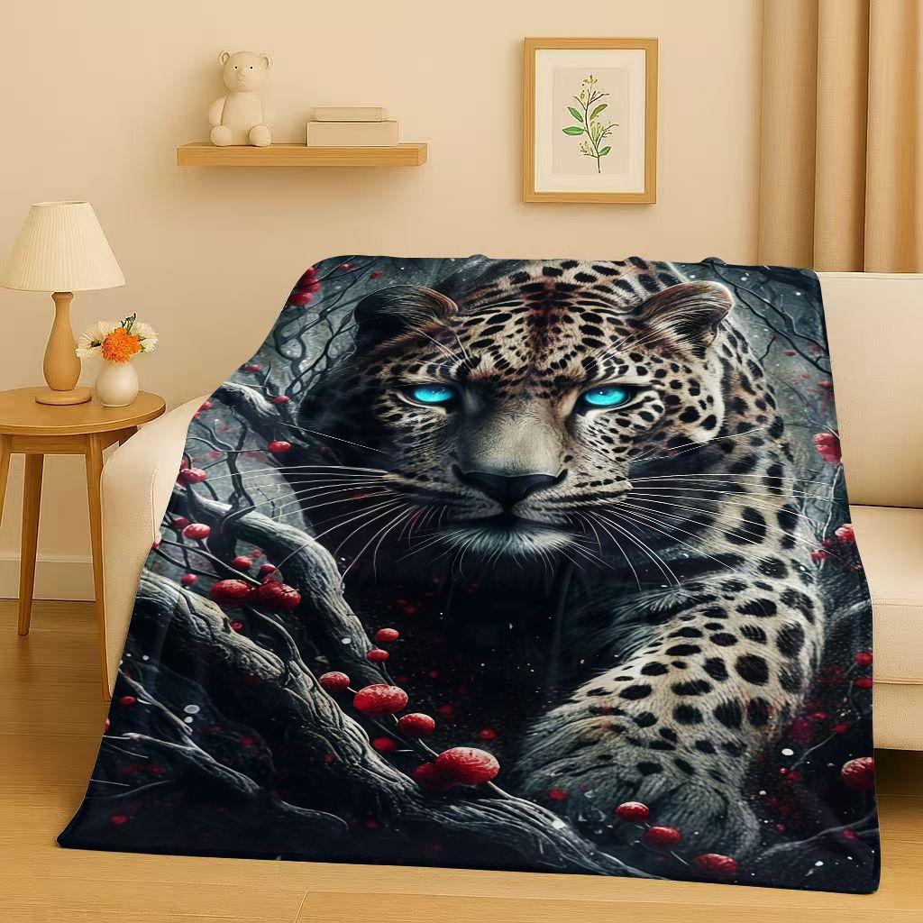 3D Cheetah Leopard Beast Flannel Blanket,Ultra Soft Warm Plush Throw for Home Bedroom Bed Sofa Cover Office Travel Camping Gift