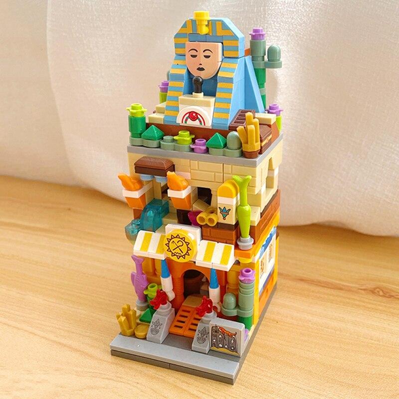 LOZ 1652 городская улица Египет Сфинкс Фараон магазин архитектурная модель DIY мини-блоки кирпичи строительные игрушки без коробки