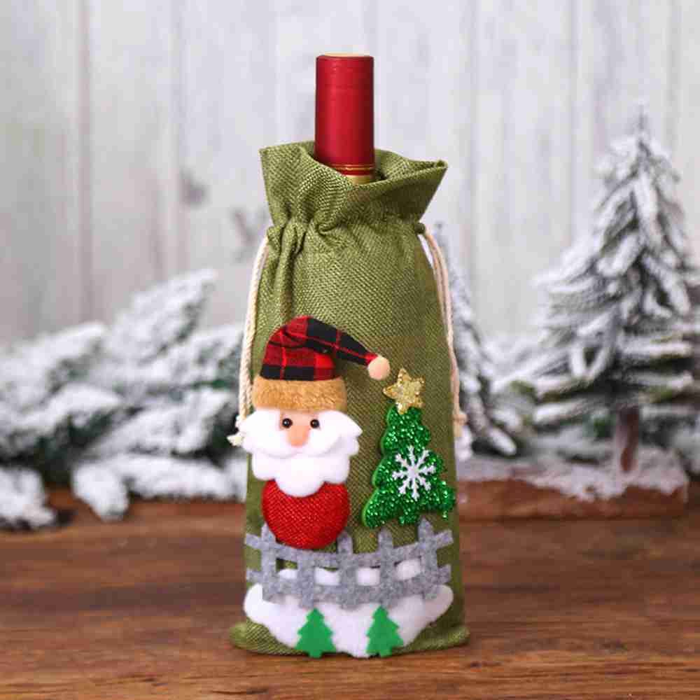 Dinner Party Table Decor Snowman Santa Claus Christmas Ornaments Bottle Dress Up Wine Bottle Cover