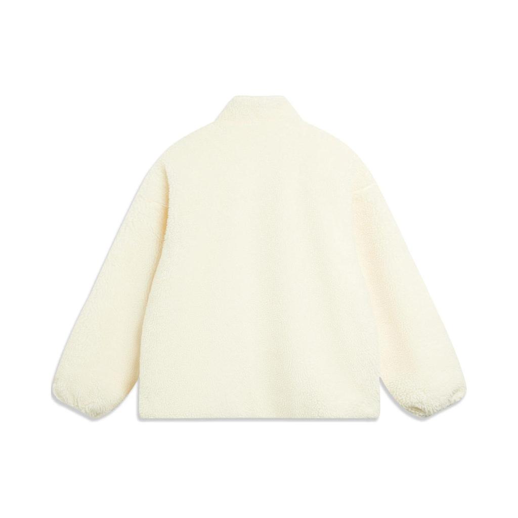 Li Ning Color Block теплая свободная короткая куртка из овечьего флиса унисекс куртка бумажно-белая AFDT947-1