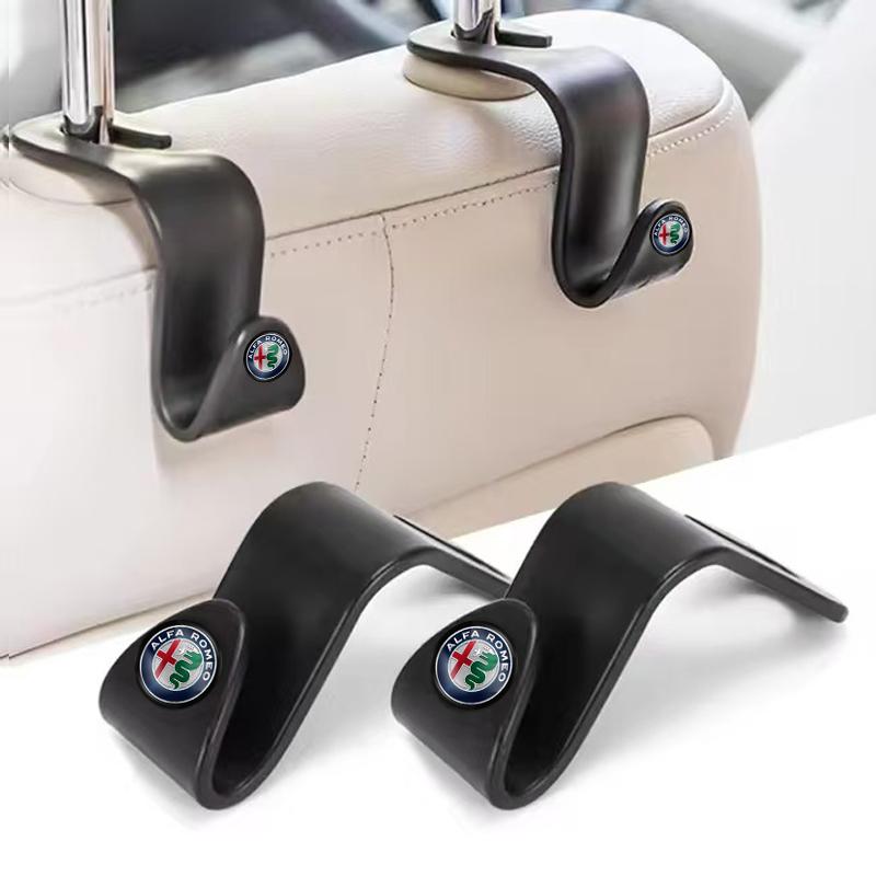 2Pcs Car Seat Back Hooks Auto Accessories For Alfa Romeo Spider Giulia Giulietta 156 Tonale Mito Stelvio GT Volante 4C 159 166