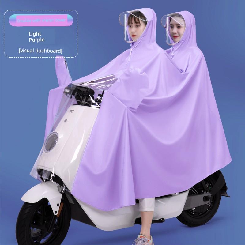 Raincoat for Electric Scooter, Double Seat, Parent-Child, Long Style, Full-Body, Heavy Rain Protection, Motorcycle-Specific, Transparent Rain Poncho