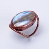 Oval Owyhee Blue Opal Stone Birthday Electroformed Eternity Ring Jewelry Copper V-57