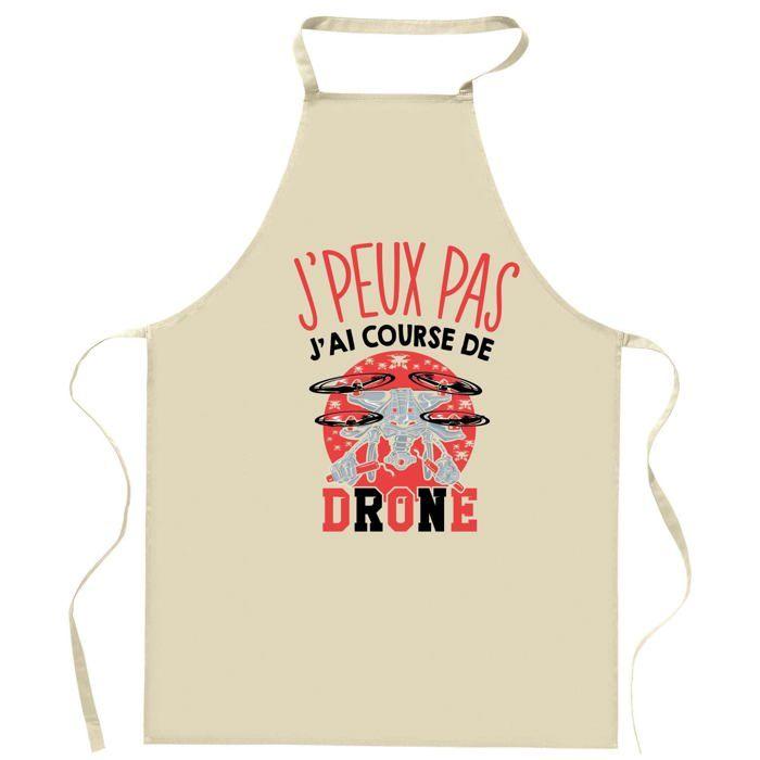 Tablier de cuisine - Planetee 'Course de drone J\'peux pas' - Coton résistant - Impression France DTG - Liens ajustables