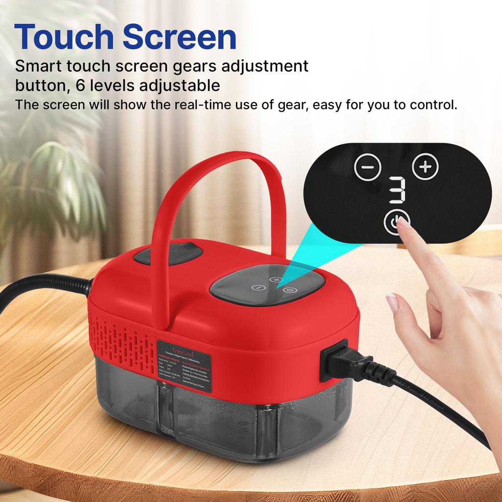 Ручной многофункциональный пароочиститель под давлением с 8 аксессуарами, сенсорным экраном Smart Touch Screen, 6 уровней