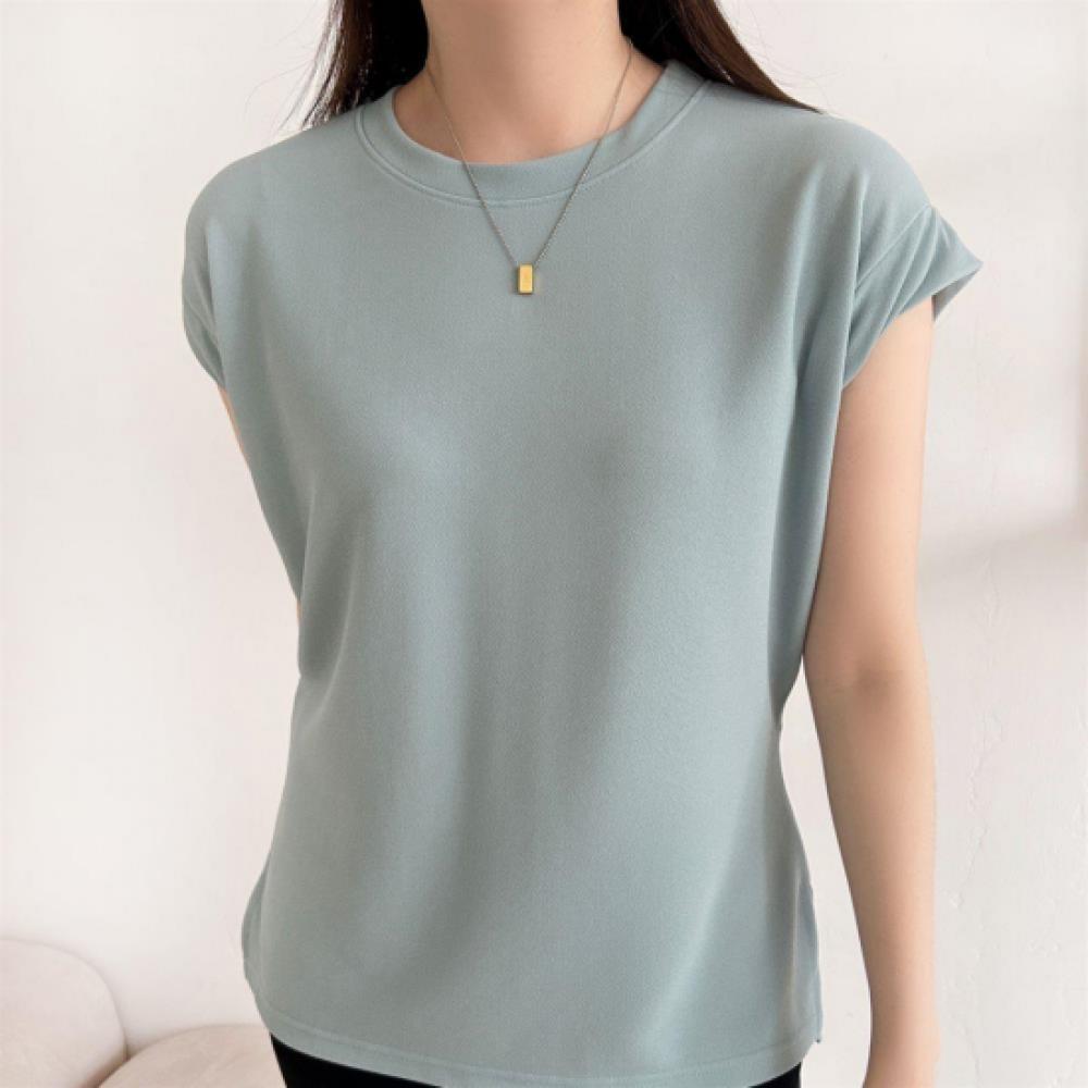New ArrivalS Open Run Women S Side Cut Back Pleat Plain Round Neck Summer Tee