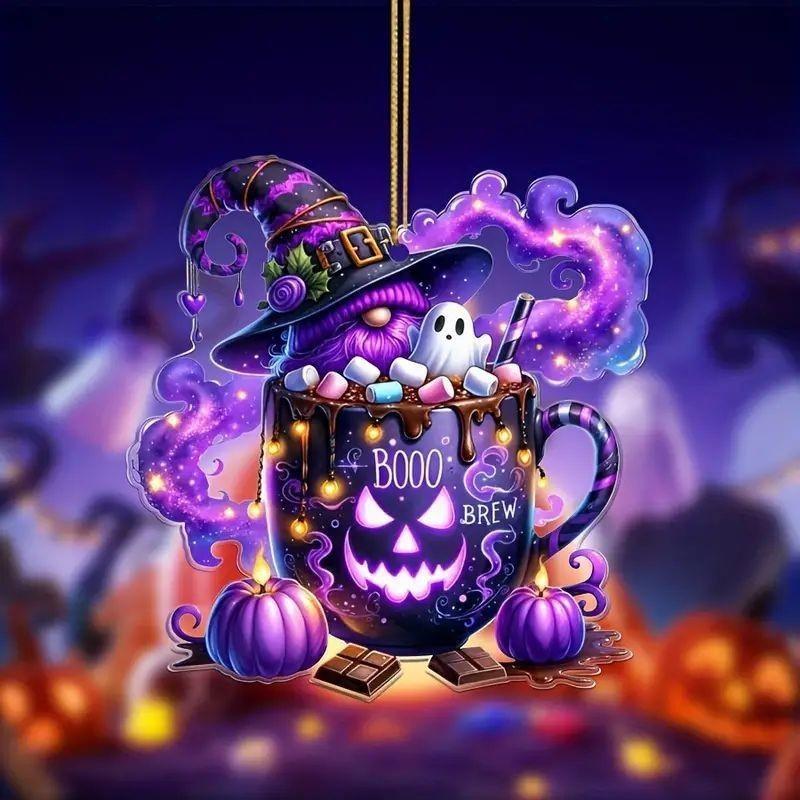 Candy Santa Halloween Claus Design Acrylic Flat Surface Pendant For Car Decor