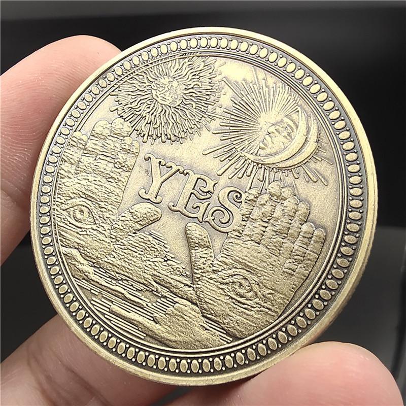 Skeleton Winged Angel Souvenir Coin Yes No Decision Flip Metal Divination Coin for Party Game Collection Creative Friend Gift