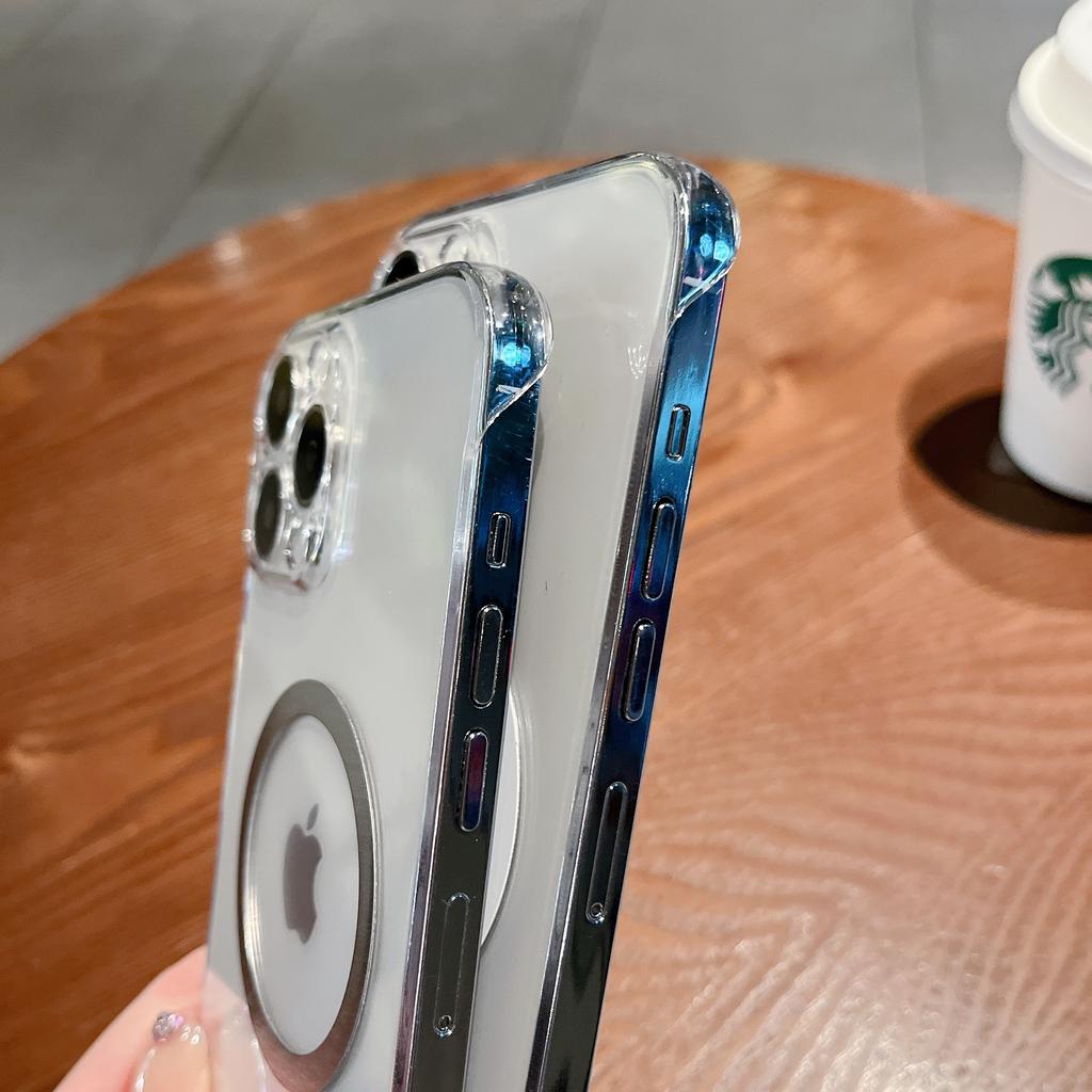Frameless Clear Wireless Charging Magnet Case For iPhone 15 14 13 12 11 Pro Max XS XR 8 7 Plus Lens Protector Bumper Hard Cover