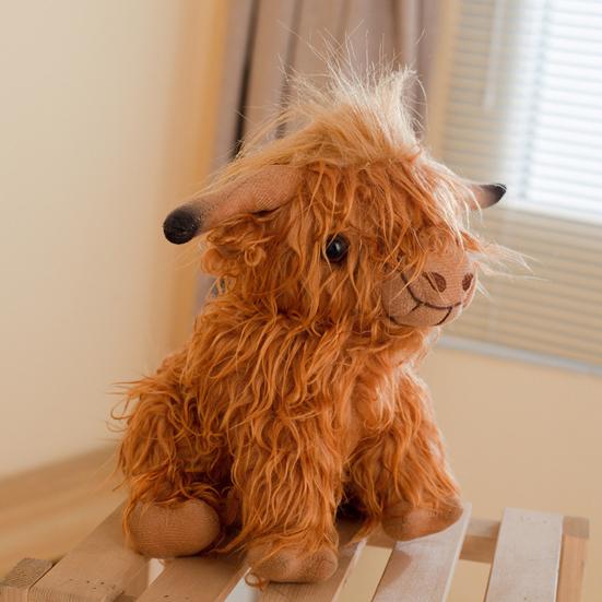 Cow Ornament Realistic Highland Cow Plush Toy Adorable Stuffed Animal for Home Farmhouse Desktop Decorations