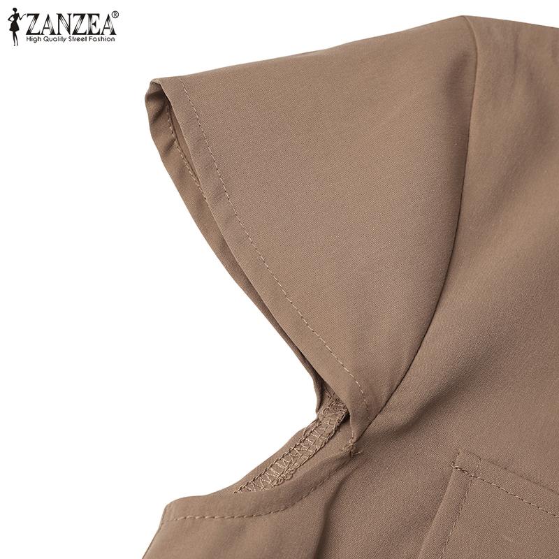 ZANZEA Summer Casual V-neck Short Sleeve Tunic Waist Shirt Dress