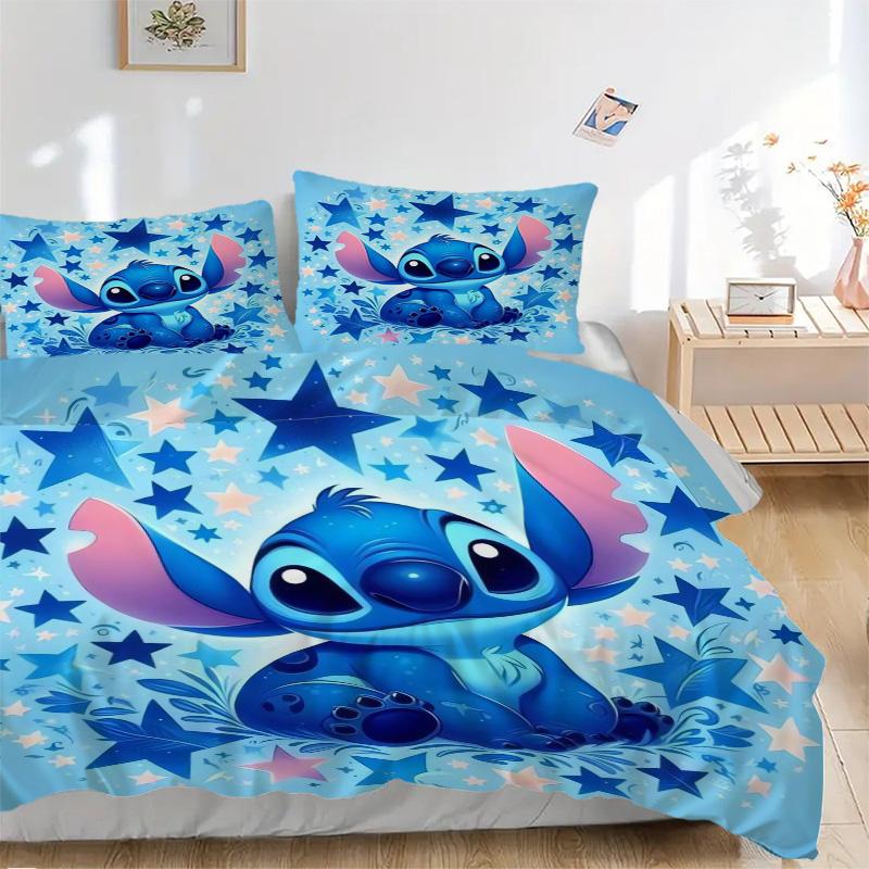 Stitch'S Starry Adventure Print 3Pcs Bedding Setduvet Cover With 2 Bedropillowcase Home Birthday Gift