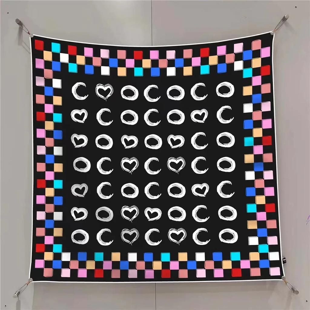 VREOVOR New 90cm × 90cm Large Square Scarf Handmade Desktop Printing Machine Right Angle Curled Edge Twill Silk Fashion Trends