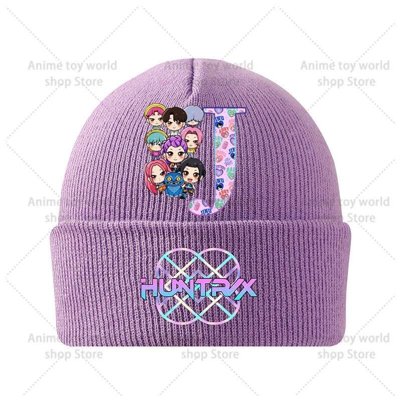 Anime Cartoon KPop Knitted Hat Winter Warm Windproof Hat Cartoon Anime Letter Pattern Knitted Hat Children's Birthday Gift