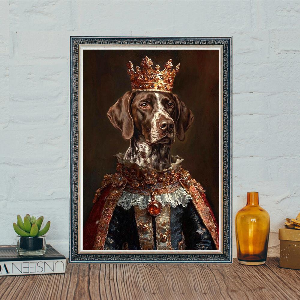 Vintage Floral Pet Portrait Prints Botanical Dog and Cat Art Vintage Flower Pet Portrait Poster Pet Illustration Canvas Painting