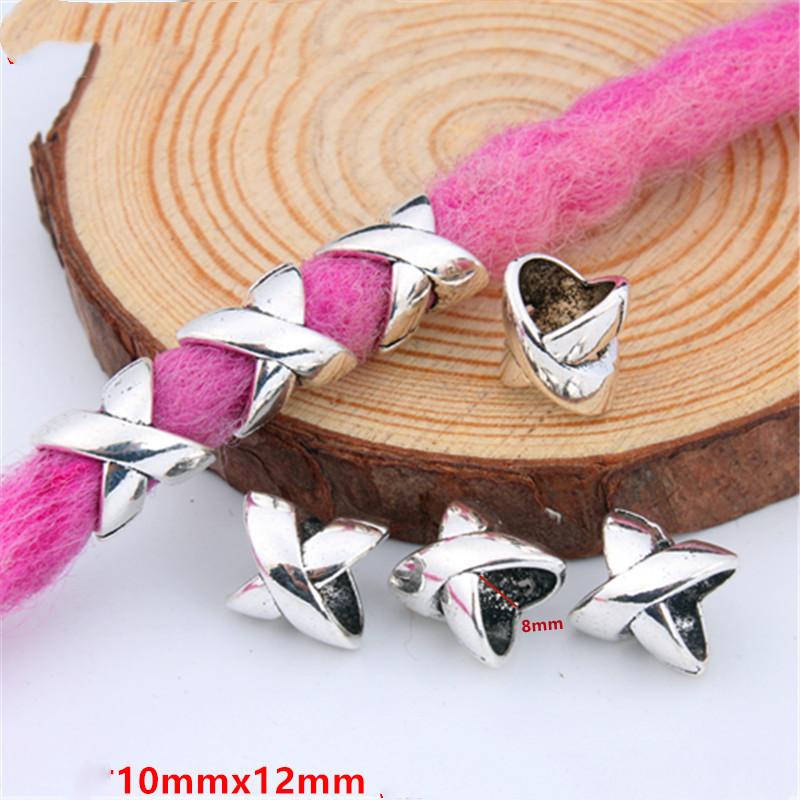 5pcs/bag Silver Metal Hair Rings Braid Dreadlocks Bead Hair Cuffs Dread Tube Charm Dreadlock for DIY Hair Accessaries