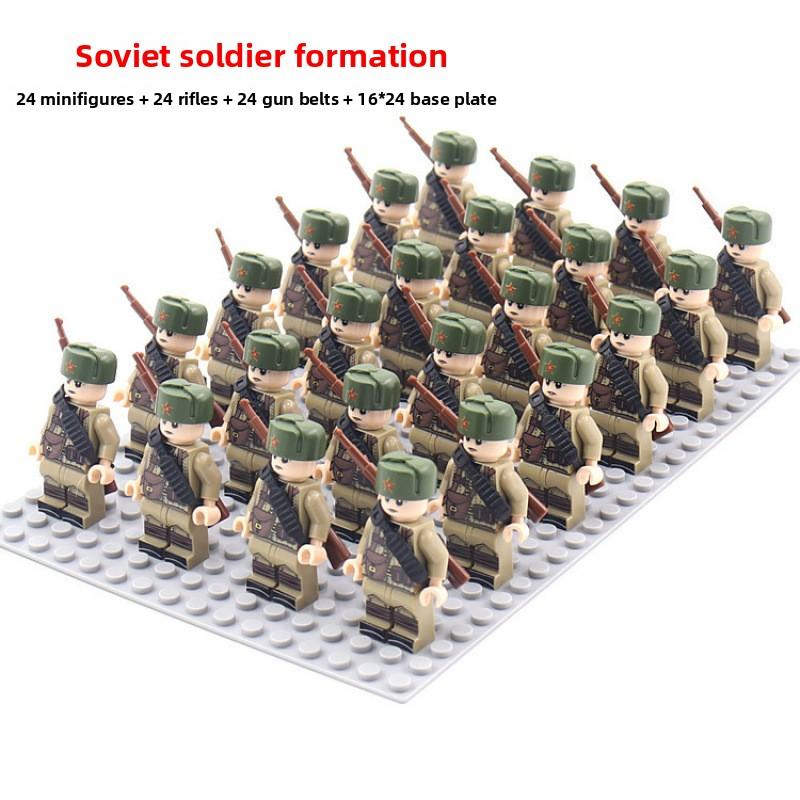 Военные немецкие, советские и американские солдаты, различные легионы, новый набор конструктора «Фаланга времен Второй мировой войны», винтовка, сборные блоки.