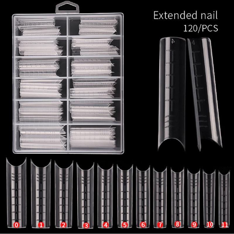 "Nail Art Extension Tips - 120 Ballet Style Square Tips with Full Adhesive Stickers"