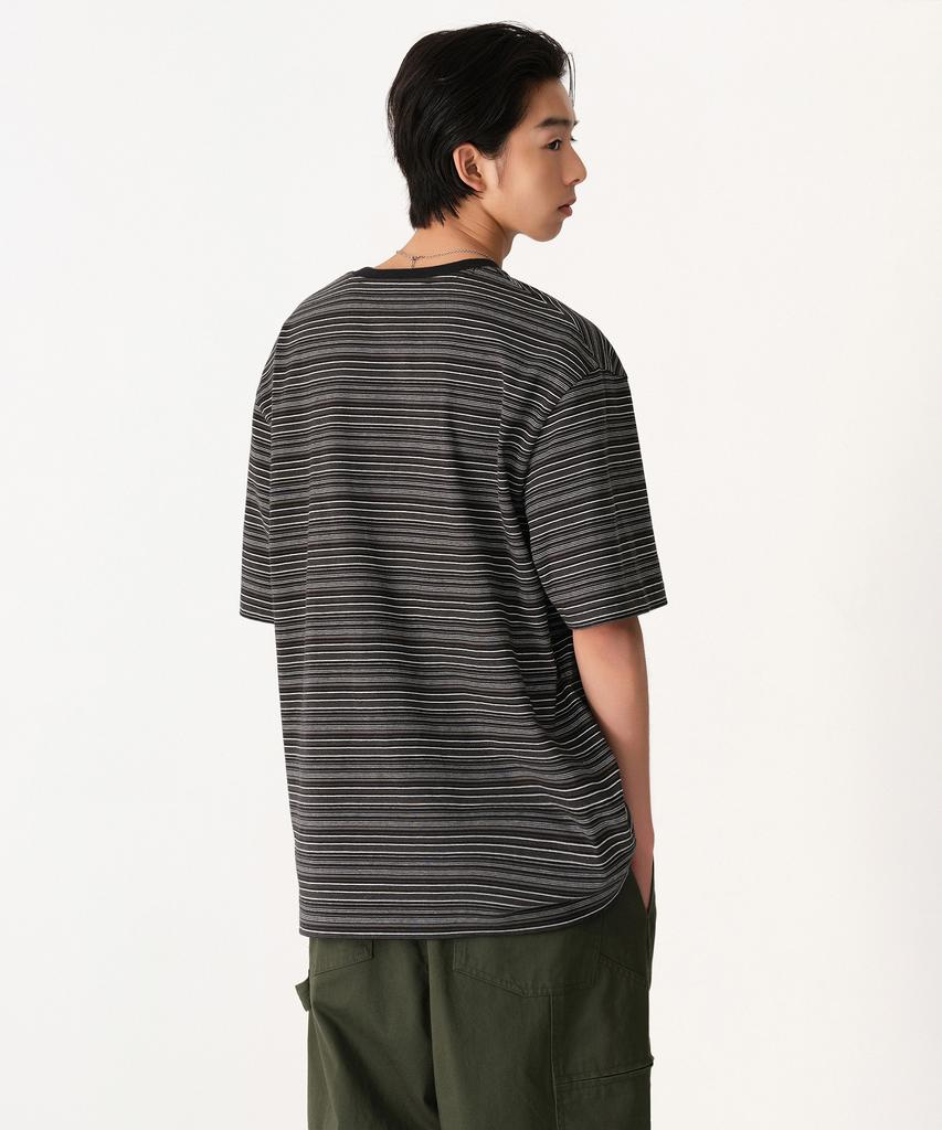MUSINSA STANDARD Multi-Stripe Relaxed T-Shirt 4 [Black]