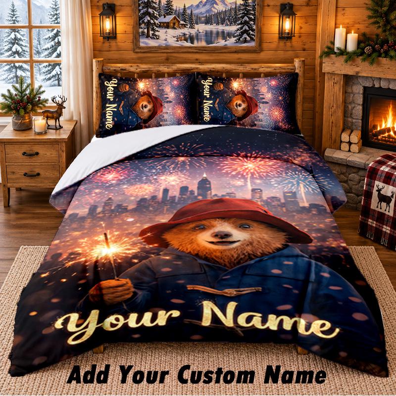 Paddington Custom Name 3Pcs Bedding Set 1 Bed Sheet 2 Pillowcases Bedroom Home Decor