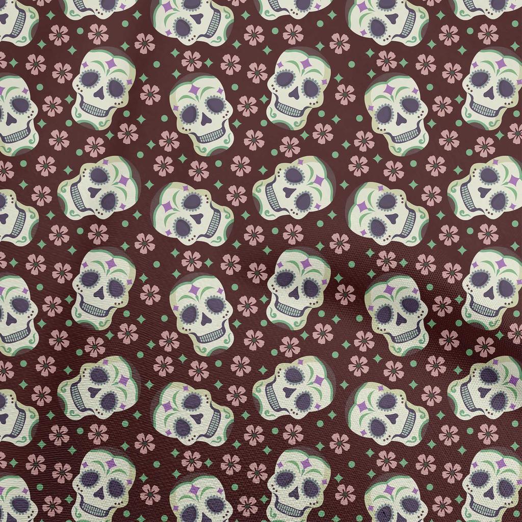 oneOone Georgette Viscose Black Fabric Skull Dress Material Fabric Print Fabric By The Yard 42 Inch