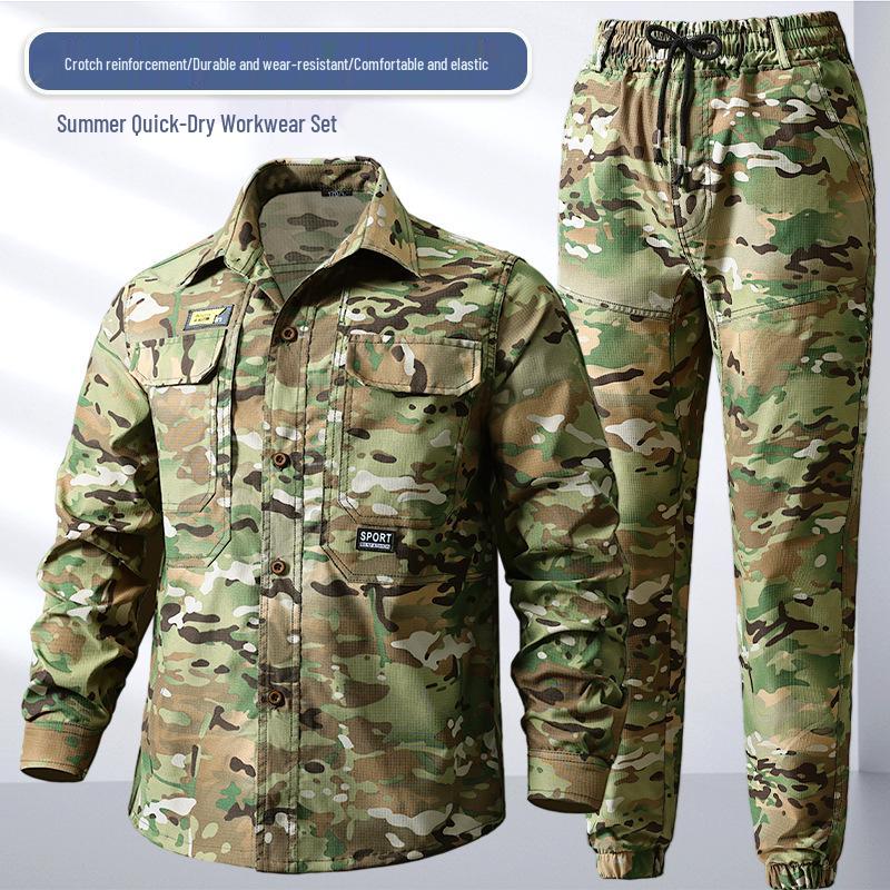 Men's Quick-Dry Summer Workwear Set: Breathable, Sun-Protective Suit for Outdoor Construction and Workshop Tasks