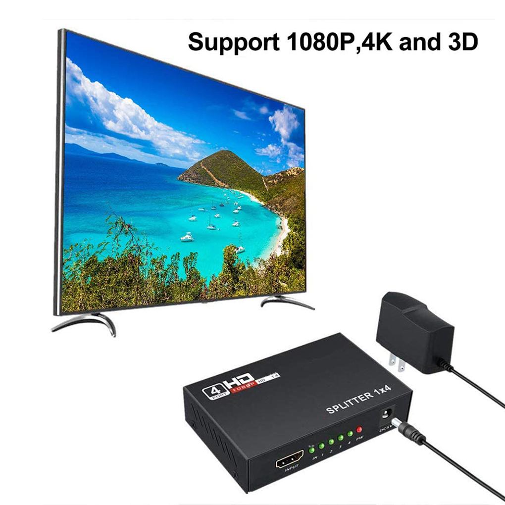 Адаптер-разветвитель 4-в-1, совместимый с HDMI, для дома, офиса, отеля, портативный, для компьютера, телевизора, конвертер, электронные принадлежности