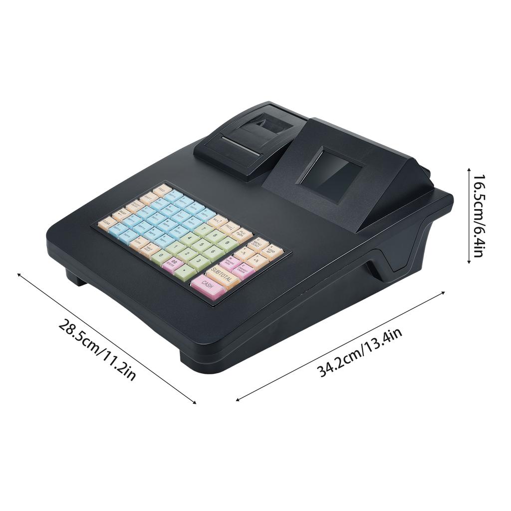 Electronic Cash Register with 48 Keys Dual Screen Display Simple Program Large Capacity with 58mm Thermal Printer Support RS232/USB Port Suitable
