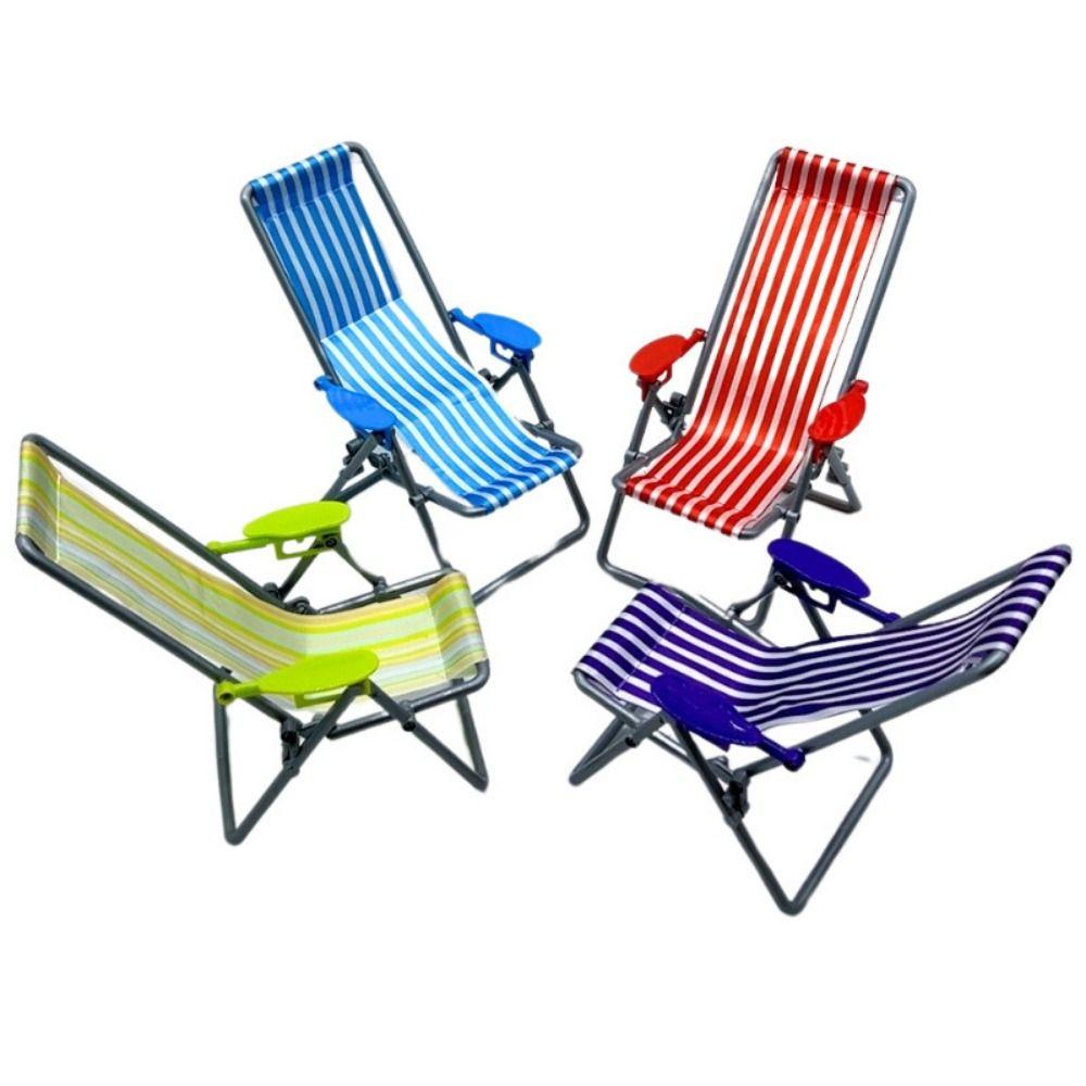 Mini Foldable Beach Chair Model 12*11*19.5cm Dolls House Furniture Decoration Outdoor Dollhouse